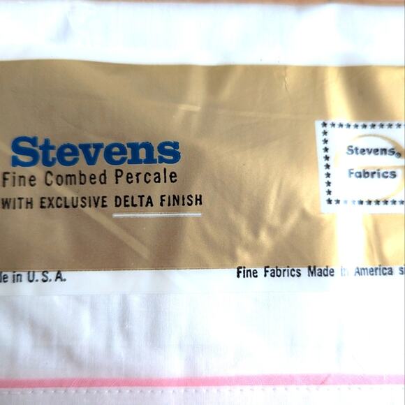 Vintage Stevens One Fine Combed Percale Delta Finish 72x108 Twin Bed Sheet NOS - Picture 3 of 5